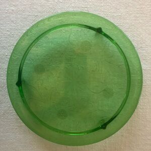 Vintage Green Depression Glass Footed Cake/Pie Plate
